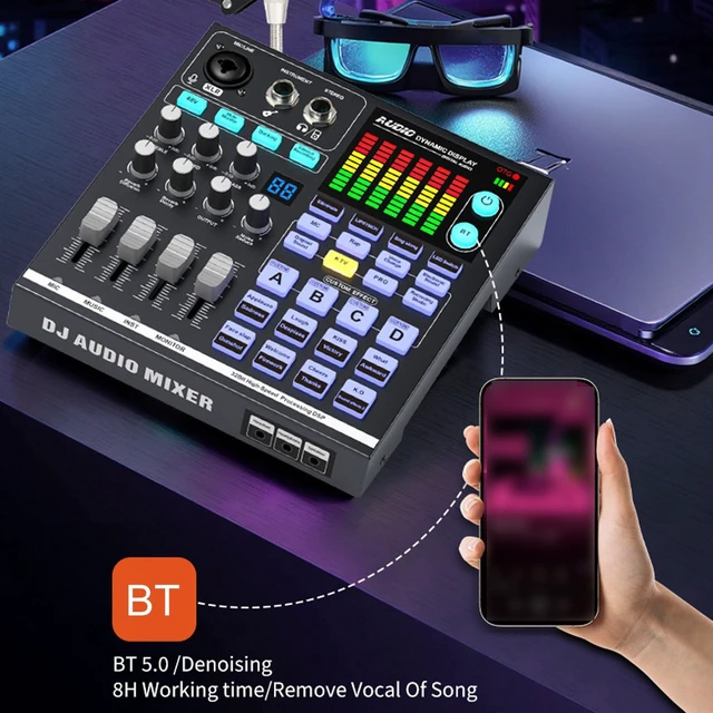 Alt view image 3 of 5 - Btuty 48V Podcast Sound Board BT DJ Mixer Audio Mixer for Live Streaming