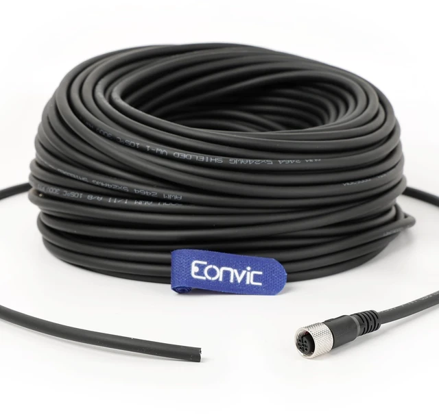 Main image of Eonvic Industrial M12 5 Pin Female Aviation Sensor Connector Electrical PVC Cable 50M
