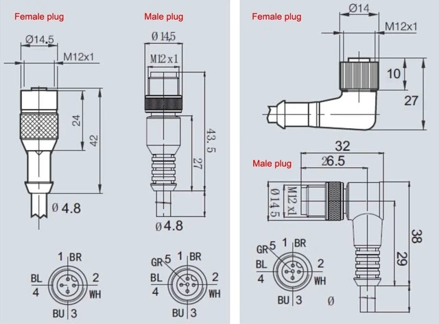 Alt view image 5 of 5 - Eonvic Industrial M12 5 Pin Female Aviation Sensor Connector Electrical PVC Cable 50M