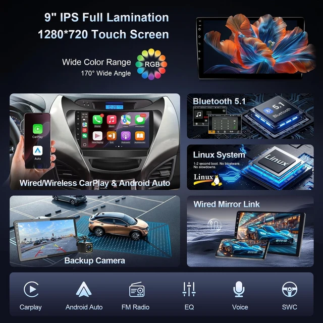 Alt view image 4 of 5 - Leadfan Fast Boot Linux Car Stereo for Hyundai Elantra 2011 2012 2013