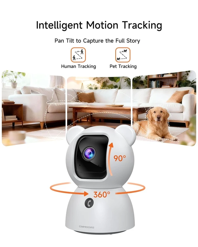 Alt view image 3 of 5 - 4 Pack 2.5K Cameras for Home Security, Non-Subscription AI Human/Pet/Crying Detection, 4MP Dog/Cat/Pet Camera Indoor with Phone App, Pan Tilt 2.4G WiFi Indoor Cameras, IR Night Vision, 2-Way Audio
