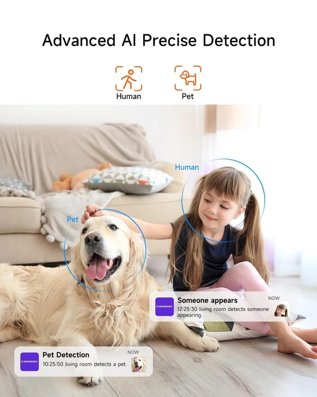 Alt view image 2 of 5 - 4 Pack 2.5K Cameras for Home Security, Non-Subscription AI Human/Pet/Crying Detection, 4MP Dog/Cat/Pet Camera Indoor with Phone App, Pan Tilt 2.4G WiFi Indoor Cameras, IR Night Vision, 2-Way Audio