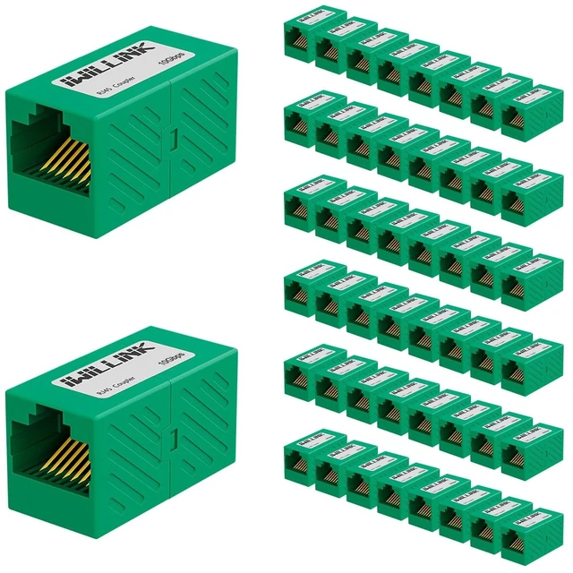 Main image of iwillink RJ45 Coupler Ethernet Connector, Female to Female, 50 Pack, Green