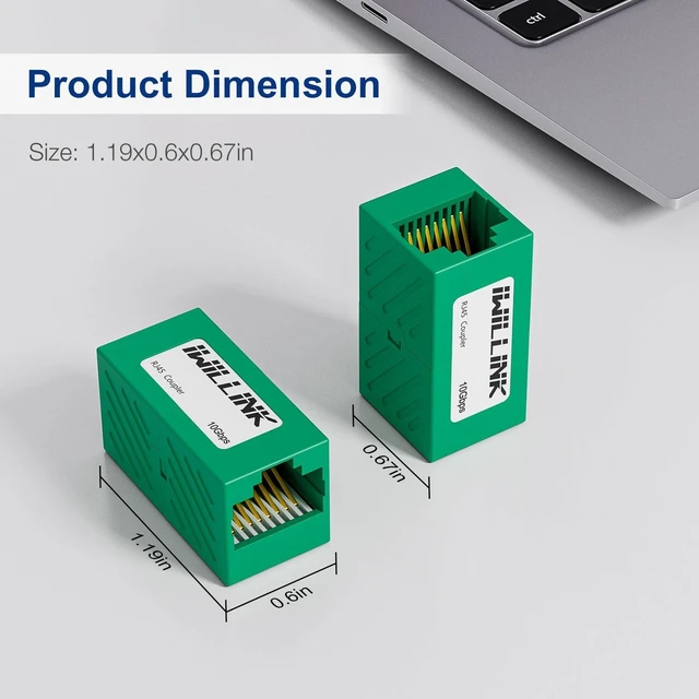 Alt view image 4 of 5 - iwillink RJ45 Coupler Ethernet Connector, Female to Female, 50 Pack, Green