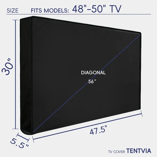 Alt view image 2 of 5 - TENTVIA Outdoor TV Cover, 48 to 50 Inch Weatherproof TV Protector, 600D Oxford Fabric Waterproof Outdoor Television Cover with Back Storage Pocket, Universal Fit for Wall Mount Bracket, Black