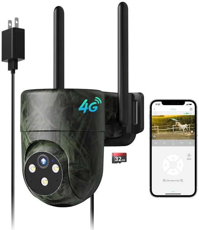 Main image of LIWAN Wired 4G LTE Cellular Security Camera, No WiFi Needed, 32GB, Green