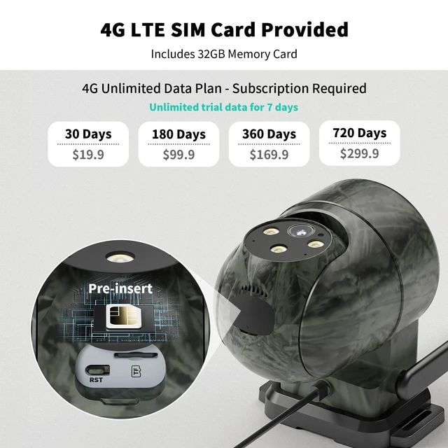 Alt view image 2 of 5 - LIWAN Wired 4G LTE Cellular Security Camera, No WiFi Needed, 32GB, Green