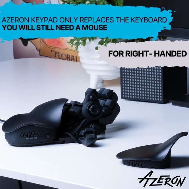 Alt view image 2 of 5 - AZERON Keyzen Keypad with 32 Fully Mappable Keys, 360 Hall-Effect Joystick, Macros, Adjustable Ergonomic Design, Cherry MX Switches, N-Key Rollover. (Black, Cherry MX Red)