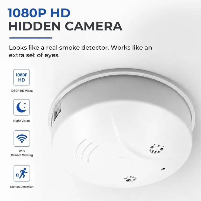 Alt view image 3 of 5 - Zerxinxyly HD 1080P Camera Smoke Detector, WiFi Mini Small Nanny Cam with Motion Detection, Indoor Wireless Surveillance for Home Security/Office with app