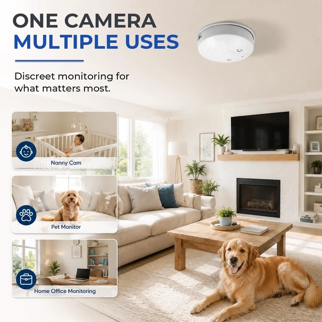 Alt view image 5 of 5 - Zerxinxyly HD 1080P Camera Smoke Detector, WiFi Mini Small Nanny Cam with Motion Detection, Indoor Wireless Surveillance for Home Security/Office with app