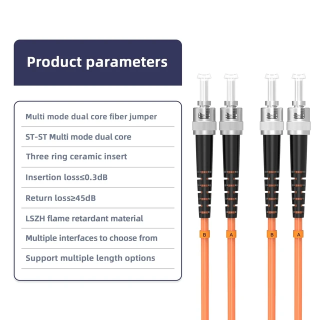 Alt view image 4 of 5 - lidkew Fiber Optic Cable Duplex ST to ST OM1 62.5/125m Multimode Fiber Patch Cable 25M/82FT ST/UPC to ST/UPC Fiber Optical Jumper Cord LSZH Orange Jacket