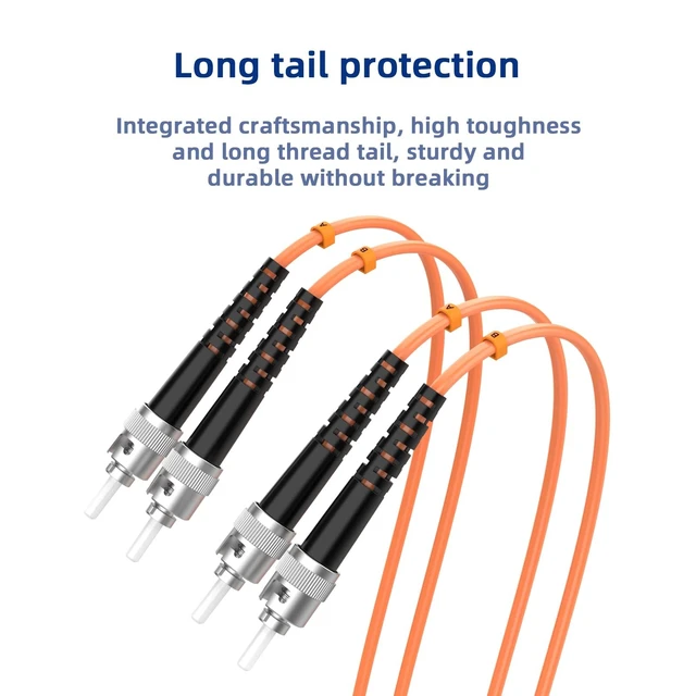 Alt view image 5 of 5 - lidkew Fiber Optic Cable Duplex ST to ST OM1 62.5/125m Multimode Fiber Patch Cable 25M/82FT ST/UPC to ST/UPC Fiber Optical Jumper Cord LSZH Orange Jacket