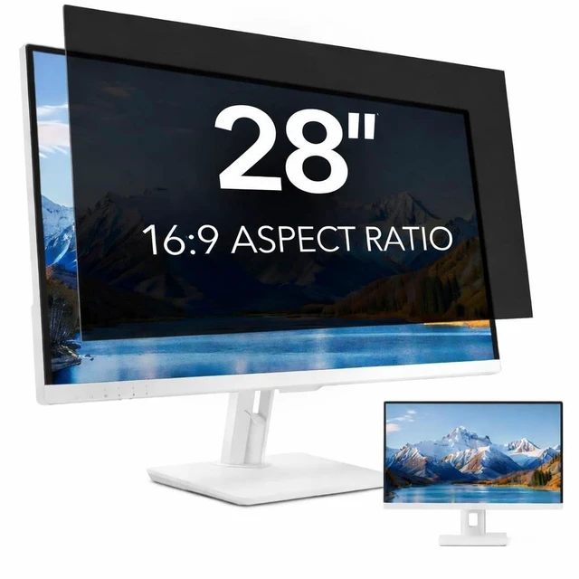Main image of QOYZINE 2 Pack 28 inch Computer Privacy Screen Filter for 16:9 Aspect Ratio Widescreen Monitor,28in Curved Computer Monitor Privacy Shield Anti Glare Eye Protection, Anti-Scratch Removable Protector F