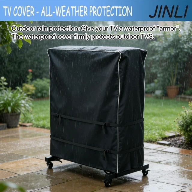 Alt view image 4 of 5 - JINLI 85 Inch Weatherproof Oxford TV Trolley Cover for Rolling Stand