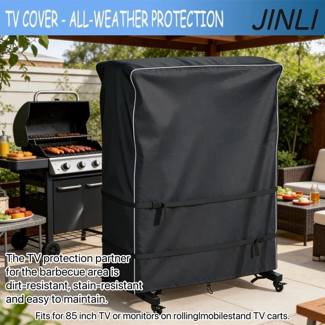 Alt view image 5 of 5 - JINLI 85 Inch Weatherproof Oxford TV Trolley Cover for Rolling Stand
