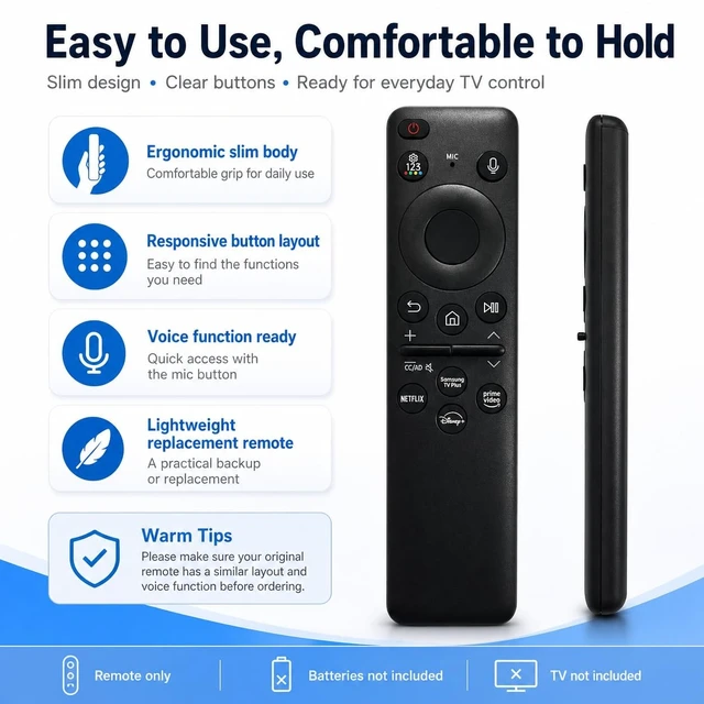 Alt view image 5 of 5 - Voice Remote Control Replacement for Samsung TM2360E S90D Series HDR+ Smart TV QN65S90DAFXZA QN42S90DAFXZA QN48S90DAFXZA QN77S90DAFXZA QN55S90DAFXZA QN83S90DAFXZA
