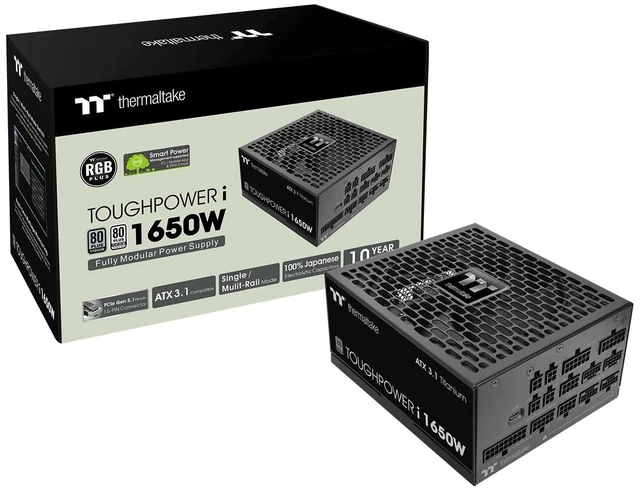 Main image of Thermaltake Toughpower i1650W; ATX 3.1; 4X Native PCIe 5.1 12V-2x6; Dual-Color H++ Connectors; 100% Japanese Capacitors; Multi/Single Rail Switching; Digital; 80 Plus Titanium; PS-TPI-1650FN