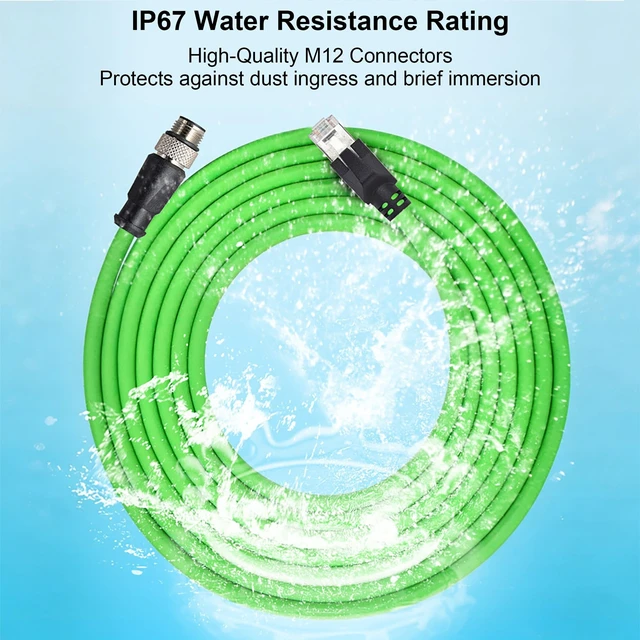 Alt view image 3 of 5 - ZBLZGP M12 D-Code 4-Pin Male to RJ45 Industrial Ethernet Cable, 10M (32.8ft), 24AWG CAT5e SFTP Shielded PVC, IP67 Waterproof, for Profinet, Cognex, Keyence, Basler Vision Camera & Automation