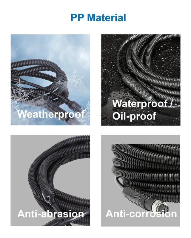 Alt view image 4 of 5 - STONVUE 4 Pin Backup Camera Cable with Corrugated Tube Cover (33FT/10M)