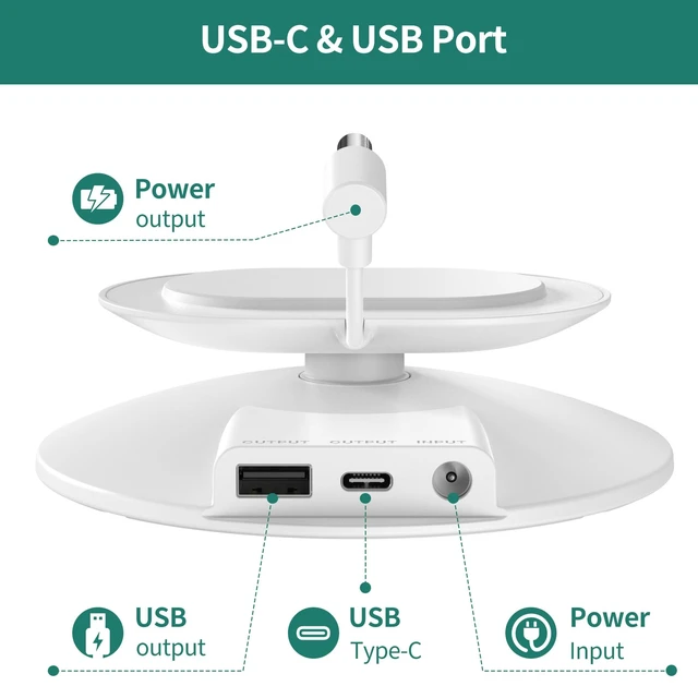 Alt view image 3 of 5 - HomeMount Show 11 Stand, Magnetic Adjustable Charging Stand with USB-C & USB-A Ports, 270 Swivel Base, Fits Show 11 and 2025 Show 8, for Phones & Earbuds (Charging-White)