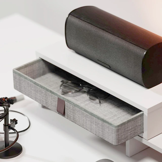 Alt view image 5 of 5 - Fenge Triple Monitor Stand with Storage Drawer, Adjustable Length and Angle