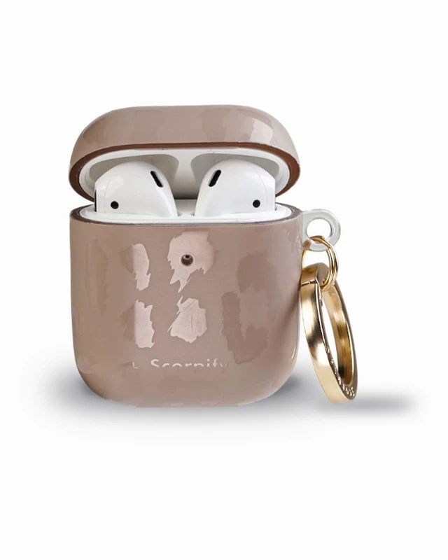 Alt view image 2 of 5 - SCORPIFY for AirPods Case 1 & 2 (1st & 2nd Generation, 2016/2019) with Keychain, Compatible with Apple AirPod 1 & 2, Cute Protective Hard Shell Cover, Earbuds Case for Women - Nude Leopard