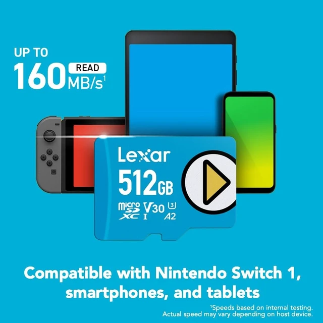 Alt view image 3 of 5 - Lexar 512GB Play Blue Micro SD Card, 160MB/s Read, 4K, V30, UHS-I, A2