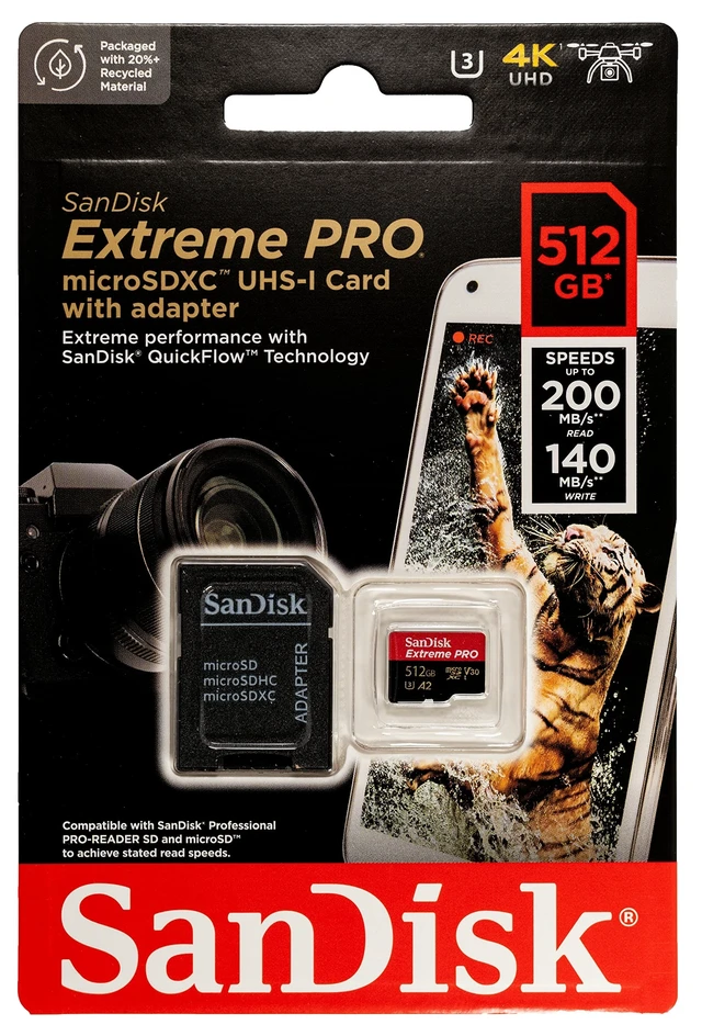 Alt view image 2 of 5 - SanDisk MicroSDXC 512GB Extreme Pro Memory Card for GoPro Action Cameras