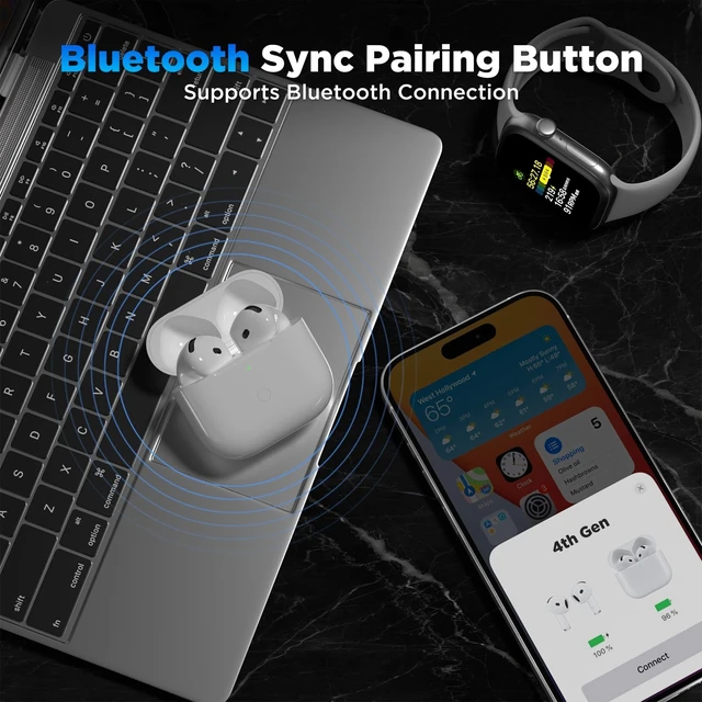Alt view image 4 of 5 - Wireless Charging Case Replacement Compatible with AirPods 4rd