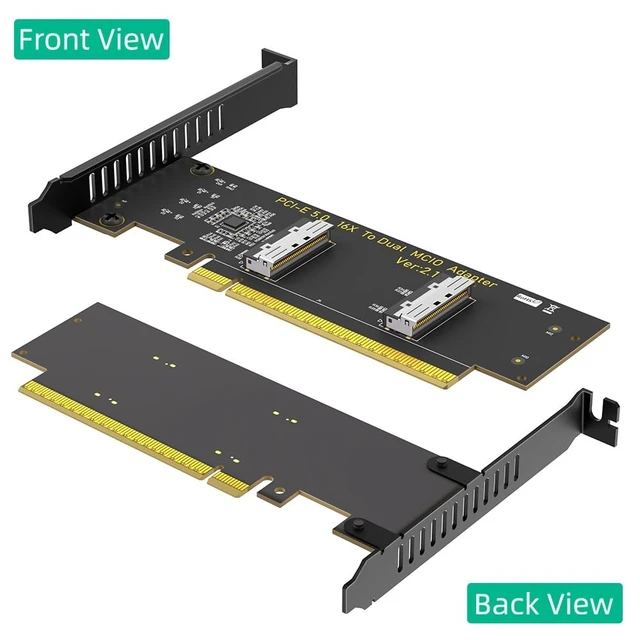 Alt view image 2 of 5 - Sintech PCIe 5.0 16x to Dual MCIO SFF-1016,PCI-e Bifurcation x16 to x8x8 Split MCIO 8X Adapter Card