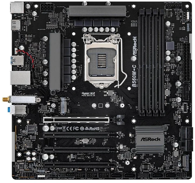 Main image of ASRock B560M-C Micro-ATX Motherboard, Supports 10th & 11th Gen Intel Core Processors (LGA1200), DDR4 4800MHz (OC), PCIe 4.0, Dual M.2, 8 SATA3, Intel Gigabit LAN, WiFi + BT 5.1