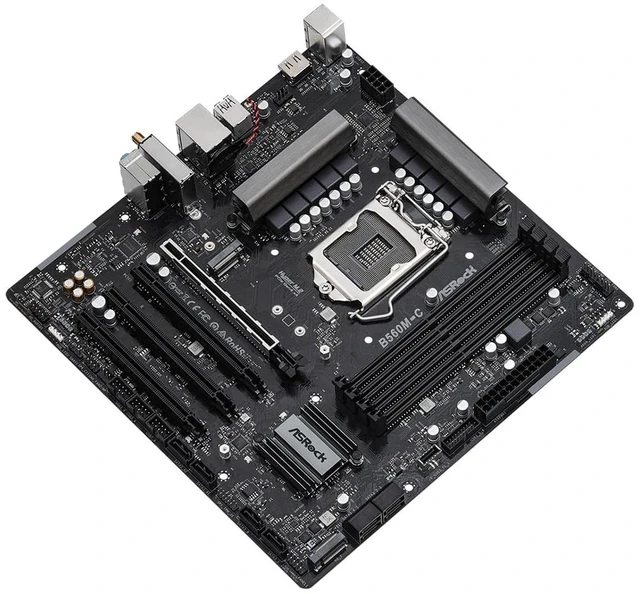 Alt view image 2 of 4 - ASRock B560M-C Micro-ATX Motherboard, Supports 10th & 11th Gen Intel Core Processors (LGA1200), DDR4 4800MHz (OC), PCIe 4.0, Dual M.2, 8 SATA3, Intel Gigabit LAN, WiFi + BT 5.1