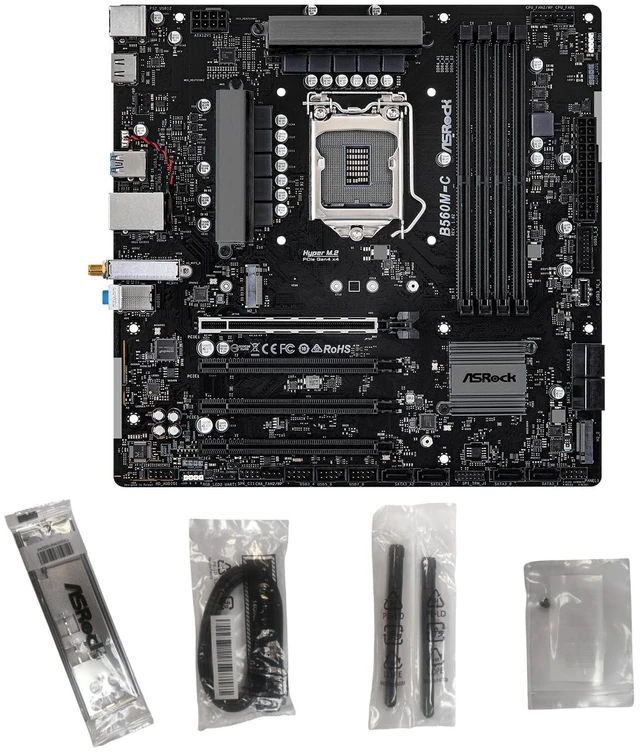 Alt view image 4 of 4 - ASRock B560M-C Micro-ATX Motherboard, Supports 10th & 11th Gen Intel Core Processors (LGA1200), DDR4 4800MHz (OC), PCIe 4.0, Dual M.2, 8 SATA3, Intel Gigabit LAN, WiFi + BT 5.1
