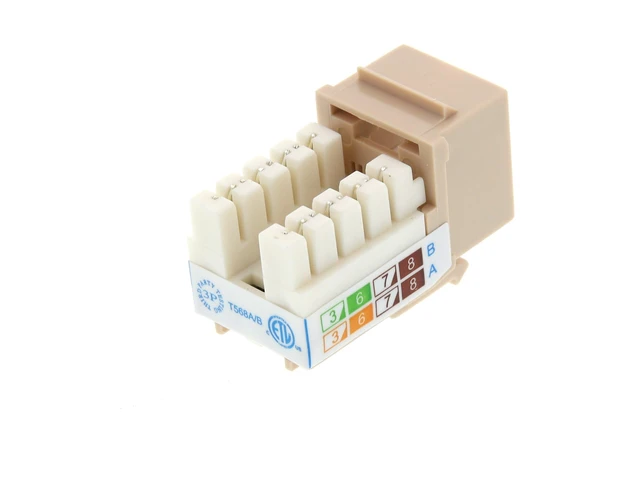 Alt view image 2 of 5 - Networx Cat6 Keystone Jack - 90 Degree RJ45 Ethernet Module - 50 Micron Gold Plated - Slim Profile for High Density Patch Panels - UL-Listed Fire Retardant - Beige - 25 Pack