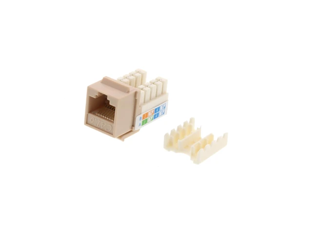 Alt view image 4 of 5 - Networx Cat6 Keystone Jack - 90 Degree RJ45 Ethernet Module - 50 Micron Gold Plated - Slim Profile for High Density Patch Panels - UL-Listed Fire Retardant - Beige - 25 Pack