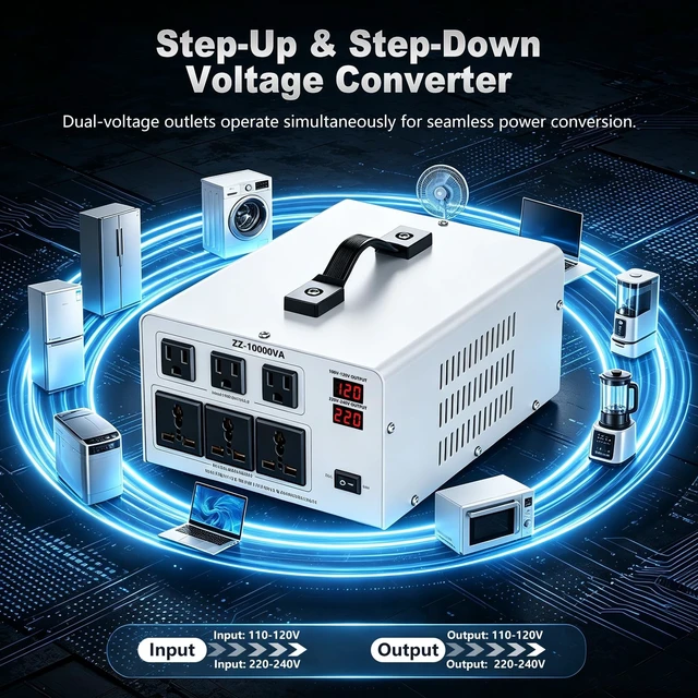 Alt view image 2 of 5 - 10000W Voltage Converter Transformer Step Up Down 110V 120V to 220V 240V