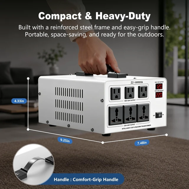 Alt view image 5 of 5 - 10000W Voltage Converter Transformer Step Up Down 110V 120V to 220V 240V