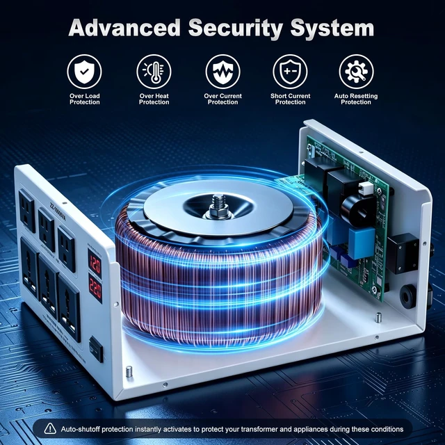 Alt view image 4 of 5 - 10000W Voltage Converter Transformer Step Up Down 110V 120V to 220V 240V