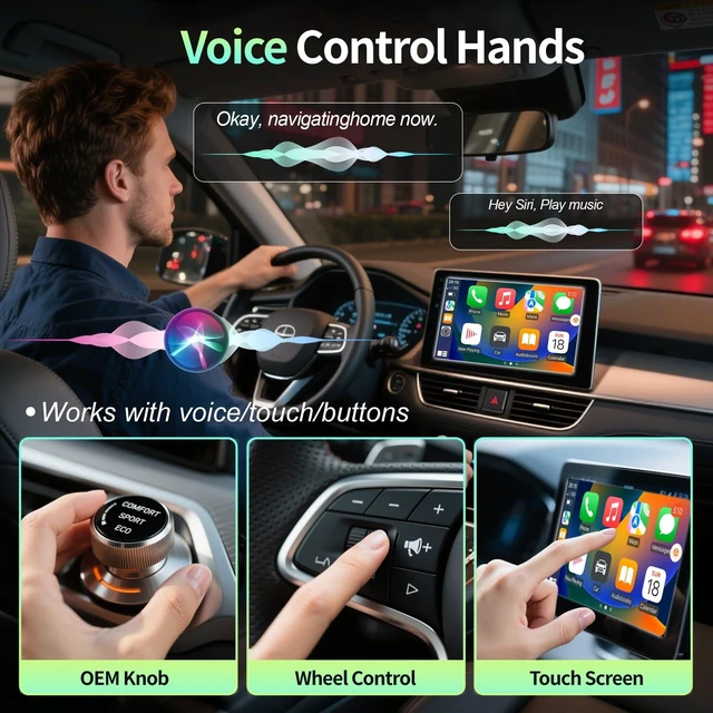 Alt view image 4 of 5 - 2026 Upgraded 2-in-1 Wireless CarPlay Adapter & Android Auto Wireless Adapter, Bluetooth Car Adapter for Wired to Wireless, Fast & Stable Auto-Connect, 5G WiFi & BT 5.4, Plug & Pl