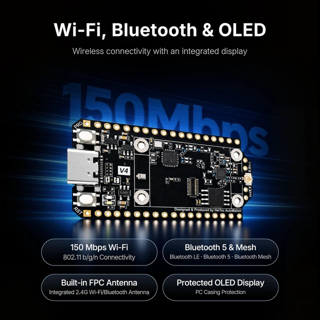 Alt view image 4 of 5 - Heltec V4-R8 Meshtastic LoRa Dev Board, ESP32-S3R8 8MB PSRAM 16MB Flash