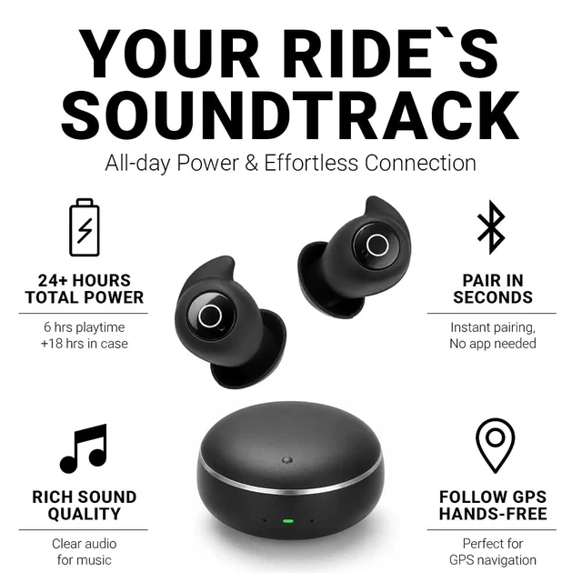 Alt view image 4 of 5 - Artevive Motorcycle Earbuds Low Profile Bluetooth Moto Earbuds & Headset for Helmet Music & GPS, Best Earbuds for Motorcycle Riding, Under Helmet