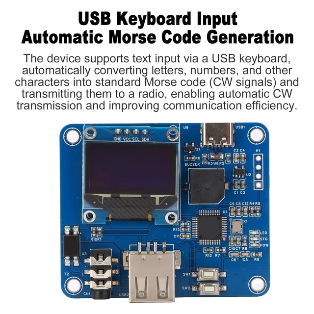 Alt view image 2 of 5 - Daconovo CW Keyer with OLED Display and USB Interface for Morse Training