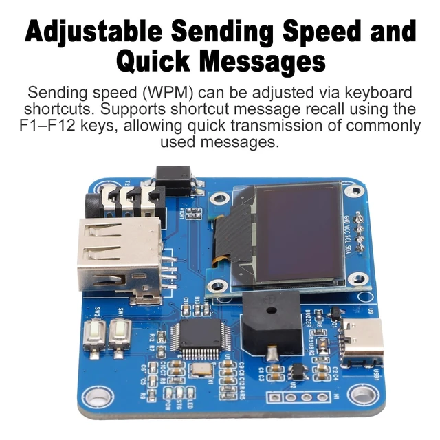 Alt view image 5 of 5 - Daconovo CW Keyer with OLED Display and USB Interface for Morse Training
