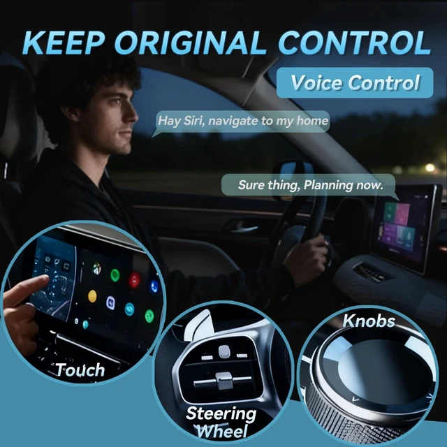 Alt view image 5 of 5 - Ginlvnda Mini 2-in-1 Wireless Apple CarPlay Android Auto Adapter USB A/C