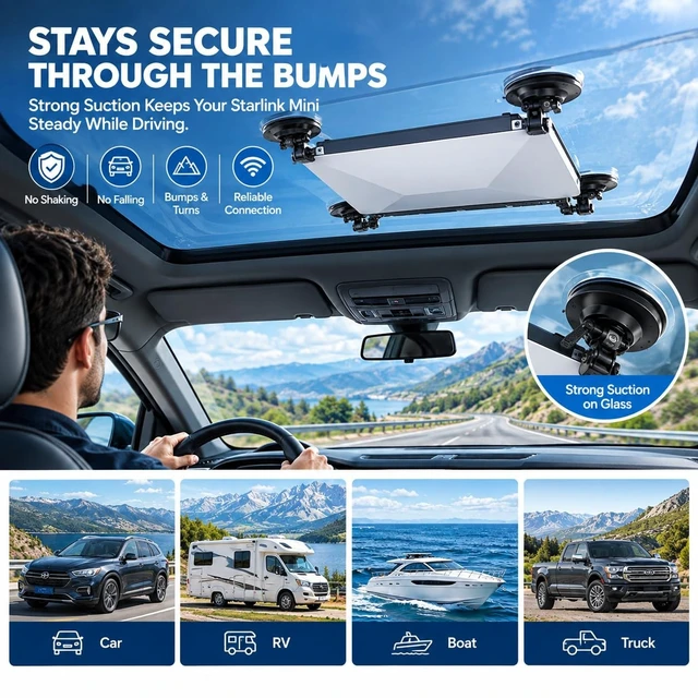 Alt view image 3 of 5 - Starlink Mini Suction Cup Mount Starlink Mini Car Mount for Car Windows & Sunroofs, Compatible with Starlink Mini Accessories, Stable Signal for RV, Boat & Travel, 1 Pack