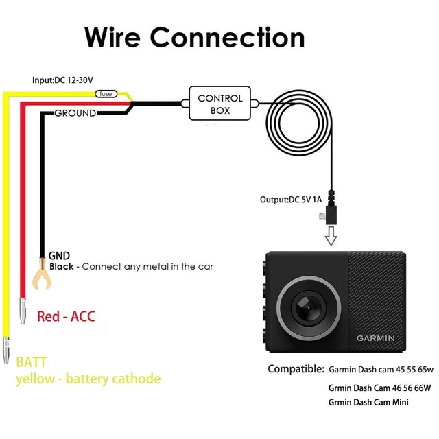 Alt view image 3 of 5 - Dash cam Hard Wire Kit,for Garmin Parking Mode Power Cable, Dash Cam 45, 55 65,mini 010-12530-03