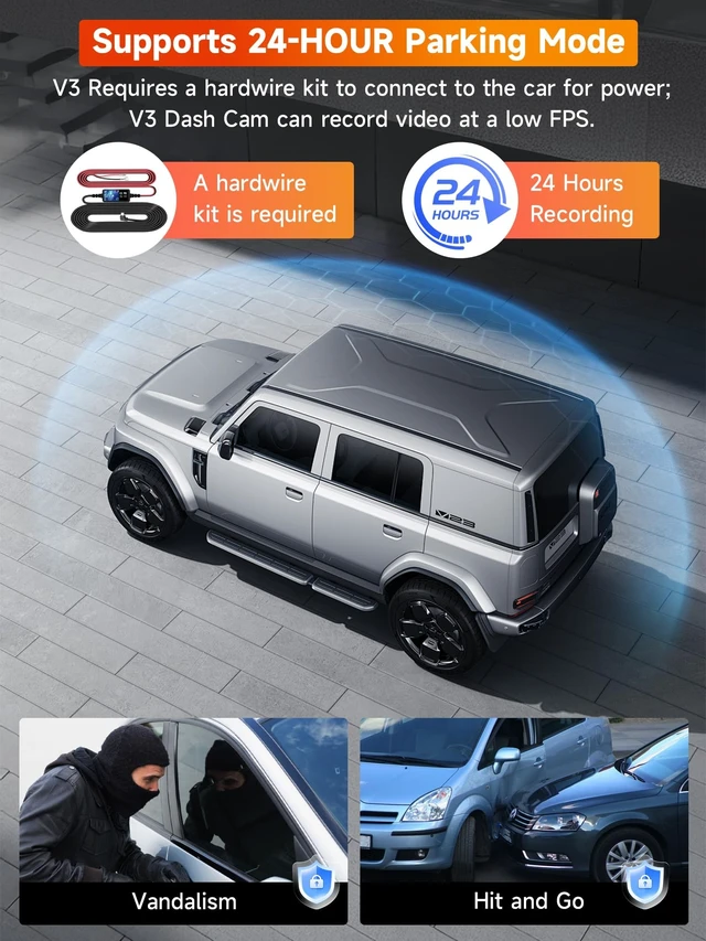 Alt view image 5 of 5 - 3 Channel Dash Cam Front and Rear Inside, 2.5K Front Cabin Recorder with Super Night Vision, WiFi App Control, Loop Recording, G-Sensor, 24H Parking Mode Dash Camera for Commuters & Family SUV
