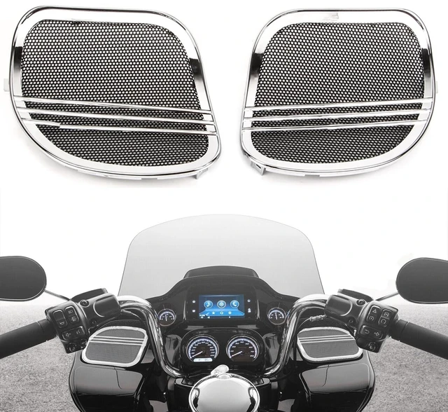 Main image of BRZOXIN Motorcycle Fairing Speaker Grills Cover for Harley Road Glide CVO FLTRXS FLTRU FLTRX (2015 2016 2017 2018 2019 2020 2021 2022 2023) (Set of 2 Chrome)