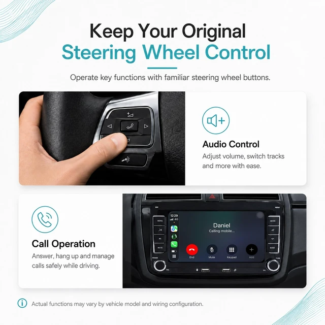 Alt view image 4 of 5 - Orelvixo Car Stereo Carplay Android Auto for Volkswagen VW Tiguan Jetta Beetle Passat Golf Mk5 Mk6 T5 EOS Polo, Car Radio Head Unit with Bluetooth Mirror SWC 7'' Touchscreen Rear Camera