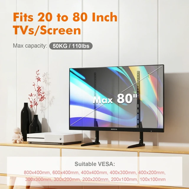 Alt view image 2 of 5 - GRIFEMA Universal TV Stand for 20-80 in, Height Adjustable, Easy Install